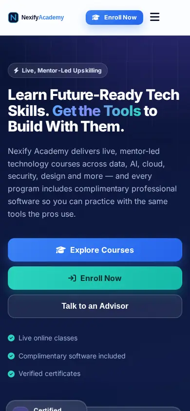 Nexify Academy on mobile